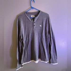 Grey Abercrombie and Fitch Long Sleeve with White underneath